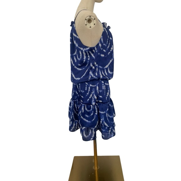 Bisou Bisou Blue White Tie Dye Tiered Summer Party Dress Sz 12 - Picture 5 of 10